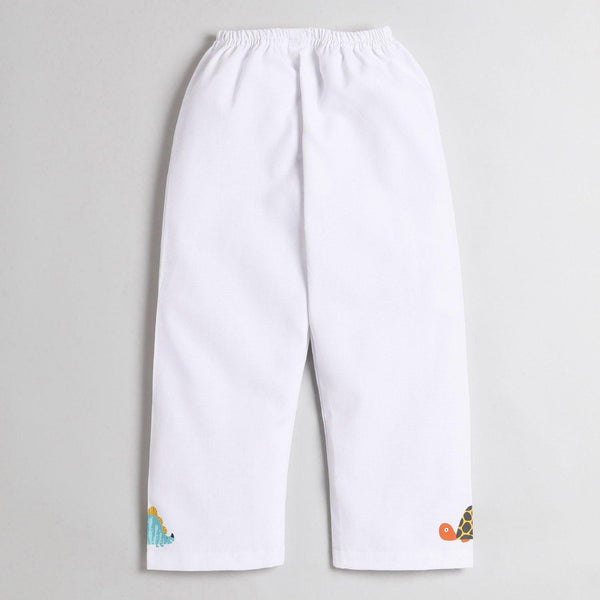 Polka Tots Half Sleeve Night Suit Pair Cotton Water Animals - White