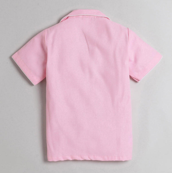 Polka Tots Half Sleeve Night Suit Pair Cotton Unicorn - Pink