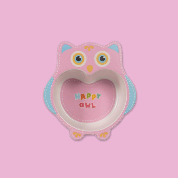 Eco-Friendly Bamboo Fiber Kids Crockery Set having 5 Pieces (Happy Owl)