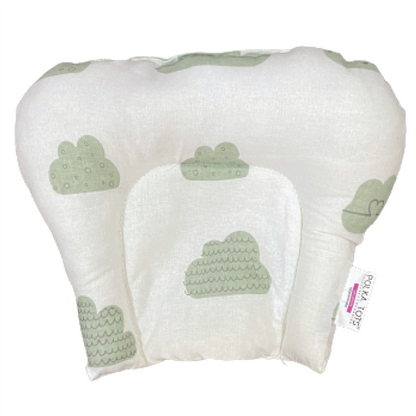 Polka Tots Cotton Baby Head Shape Pillow Cloud Design Green