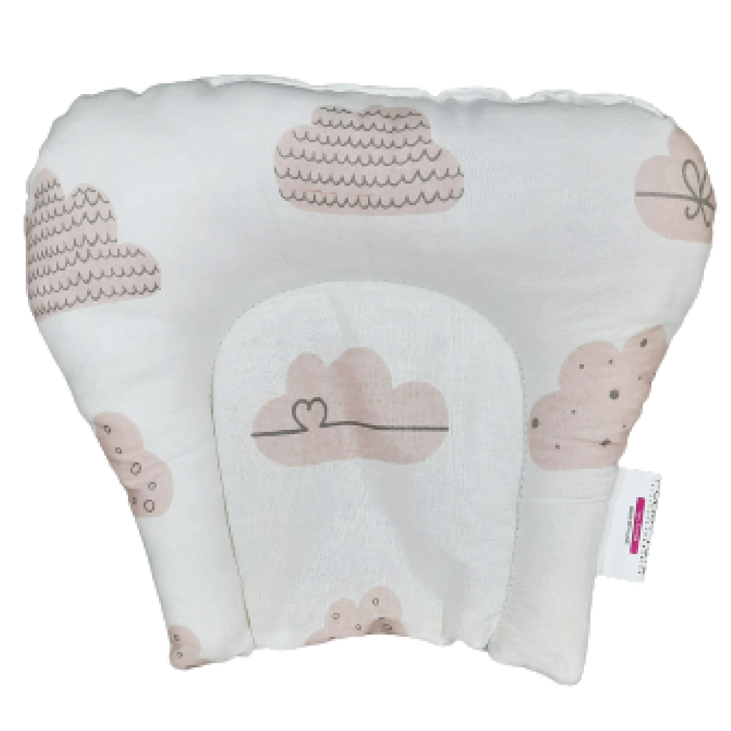 Polka Tots Cotton Baby Head Pillow & 2 Pc Bolster Pillow Set Cloud Design Peach