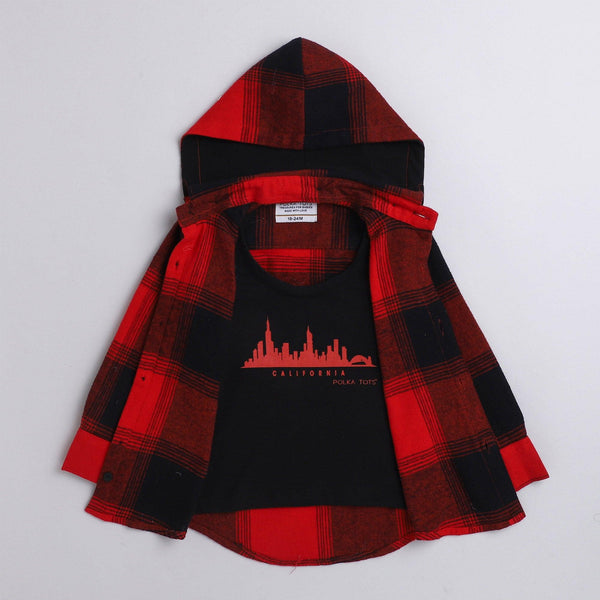 Polka Tots new york print hoodie tshirt shirt - Red