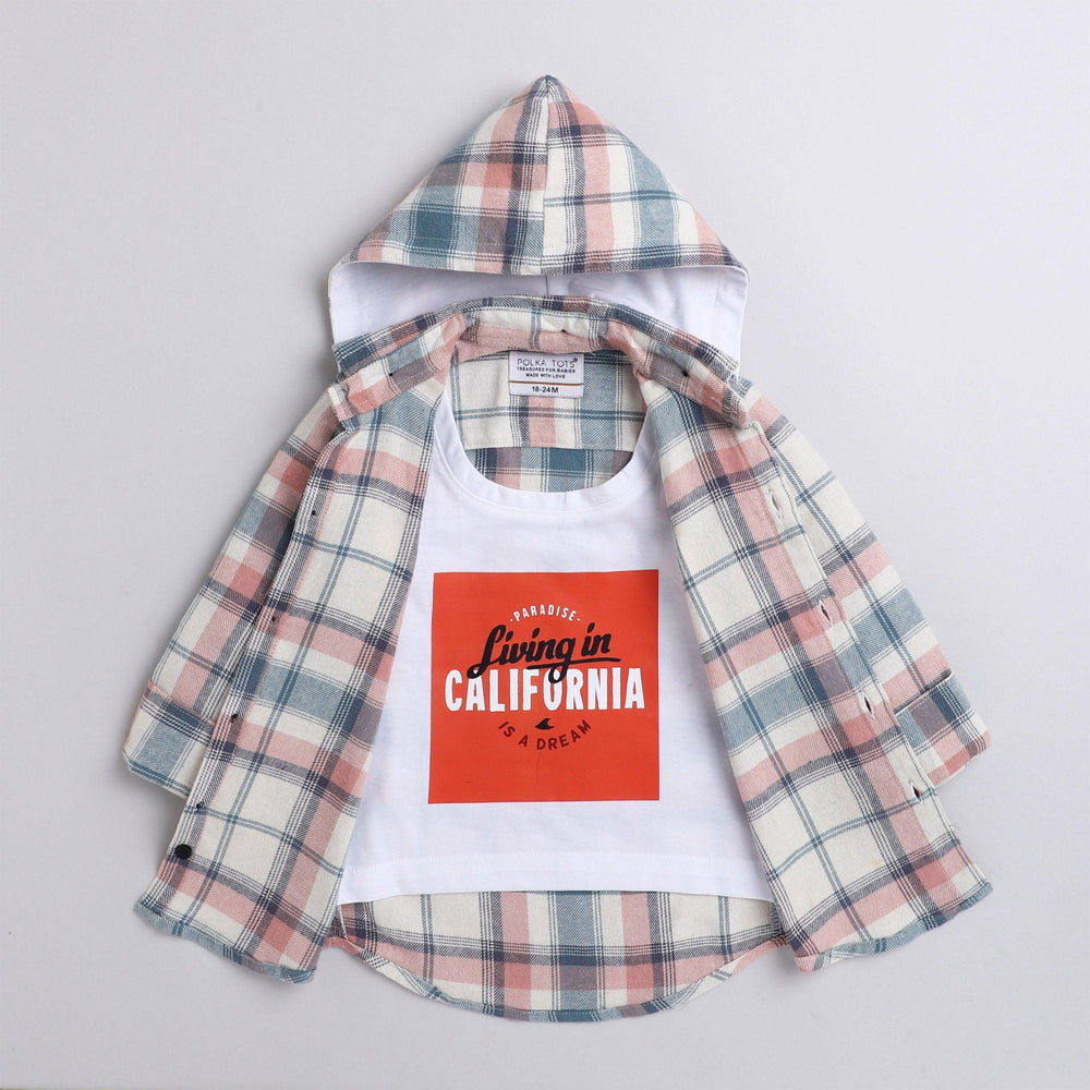 Polka Tots california print hoodie tshirt shirt - Cream