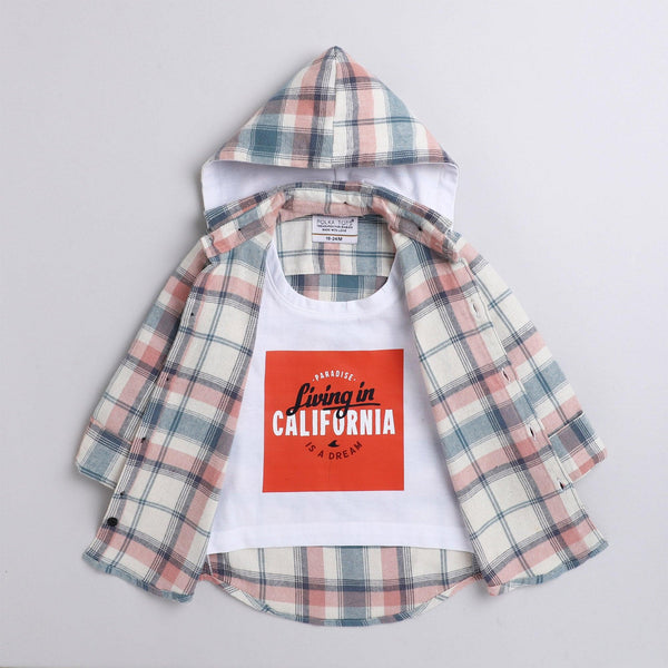 Polka Tots california print hoodie tshirt shirt - Cream
