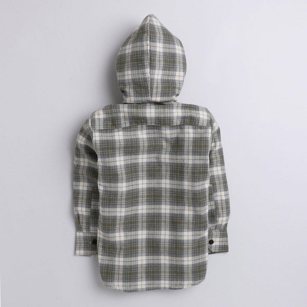Polka Tots checks star print hoodie Tshirt shirt -Green