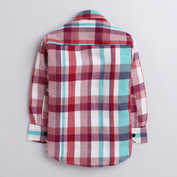Polka tots multi color checked shirt - White