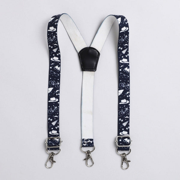 Polka Tots self stripe printed suspender shirt - White