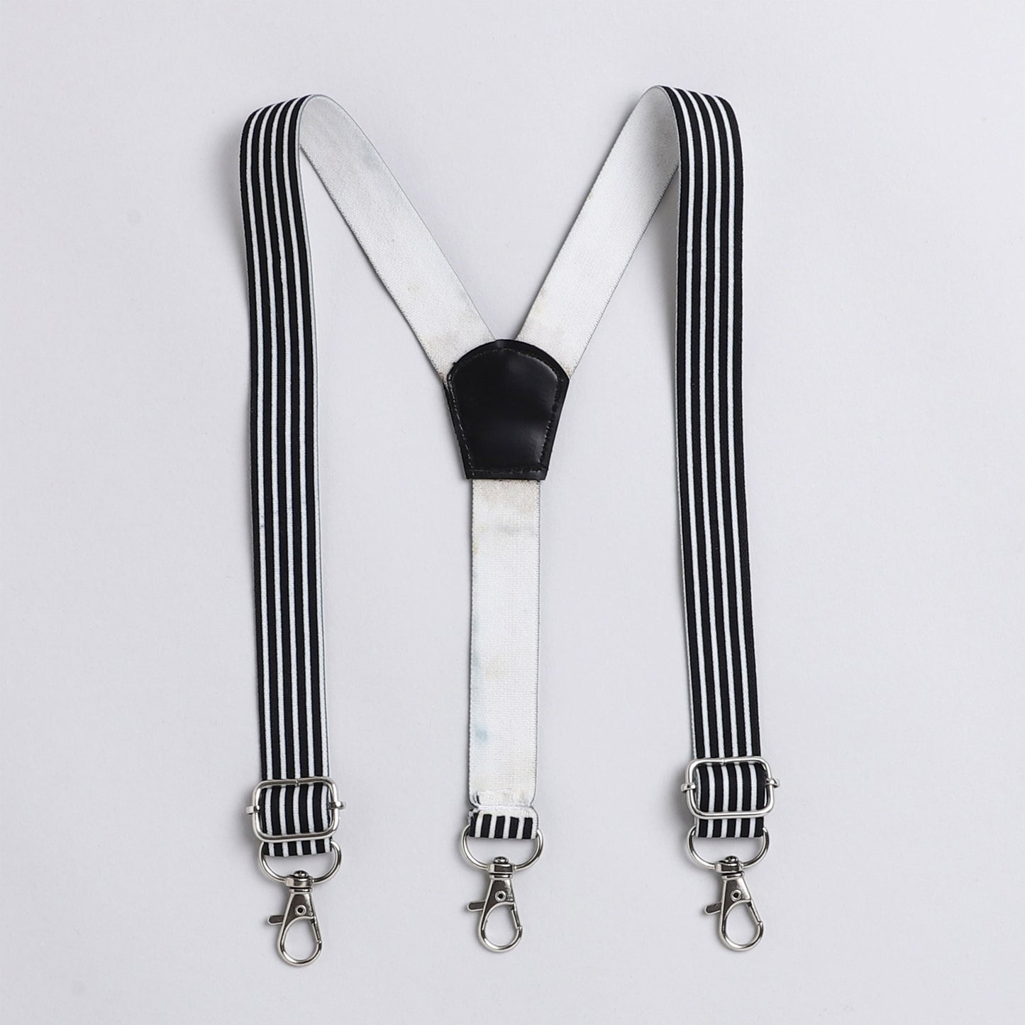 Polka Tots plain party shirt with wood bow tie and stripe suspender - Black