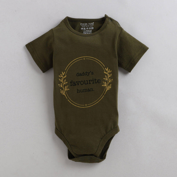 Polka Tots Half Sleeve Rompers Onesie Antibacterial Fabric Favourite Green