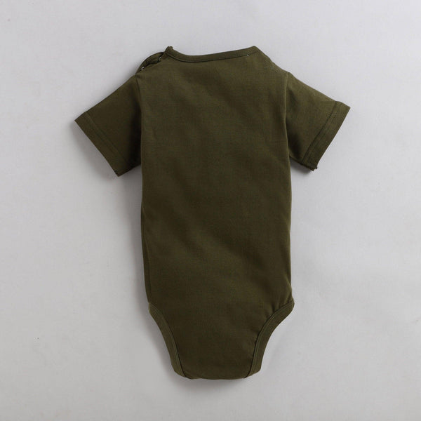 Polka Tots Half Sleeve Rompers Onesie Antibacterial Fabric Favourite Green