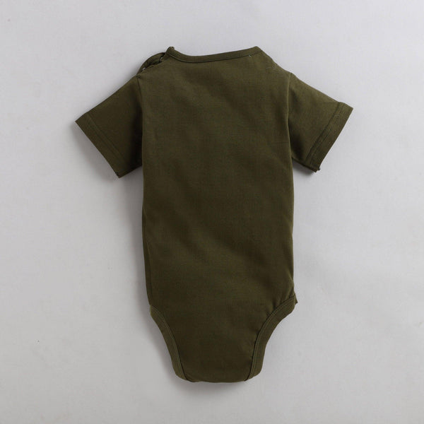 Polka Tots Half Sleeve Rompers Onesie Antibacterial Fabric Deer Green