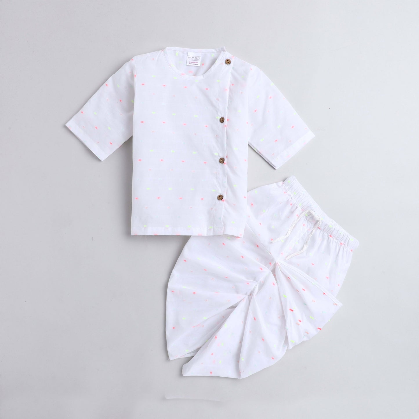 Polka Tots Dhoti Kurta Set for Boys 100% Super Soft Cotton Traditional Ethnic Wear For Kids White