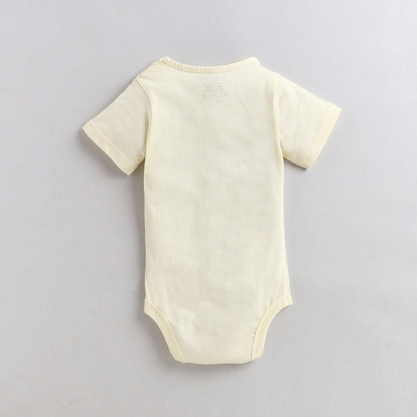 Polka Tots Half Sleeve Rompers Onesie Antibacterial Fabric Deer Cream