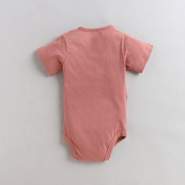 Polka Tots Half Sleeve Rompers Onesie Antibacterial Fabric Deer Pink
