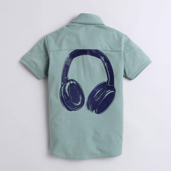 Polka Tots Half Sleeves Hip Hop Printed Shirt - Green