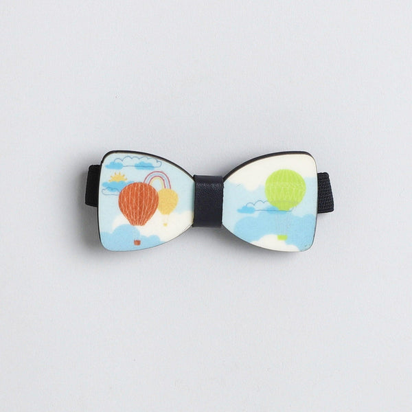 Polka Tots Party wear Shirt with Suspender and Wooden Bow Tie - Navy Blue