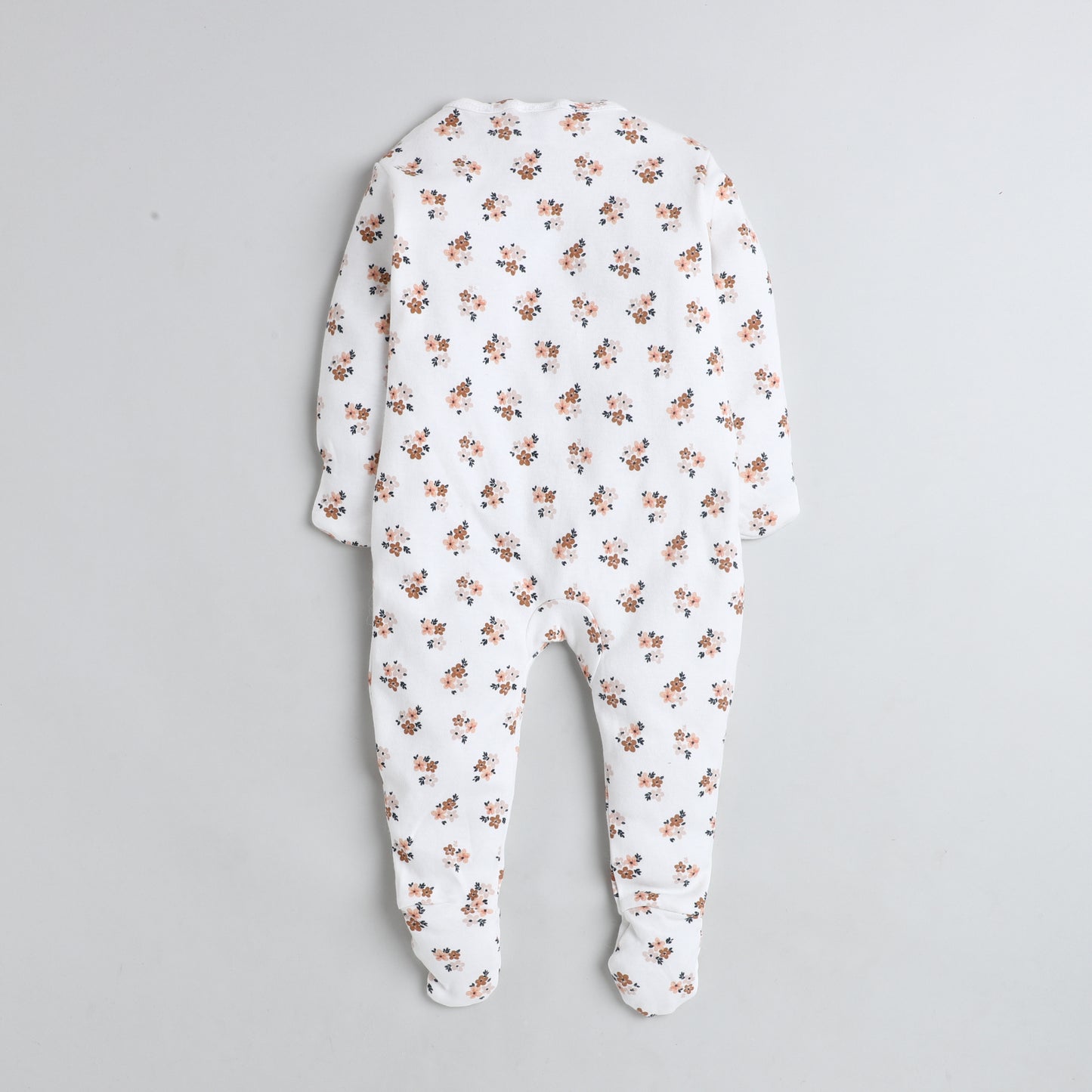 Polka Tots Footed Onesie with mittens 100% Cotton Floral - White