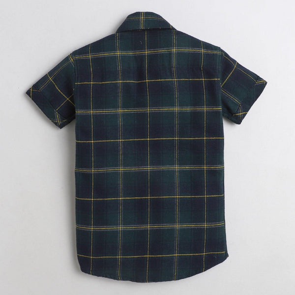 Polka Tots Half Sleeve Shirt 100% Cotton Checkered With Pockets JCB Contractor - Green