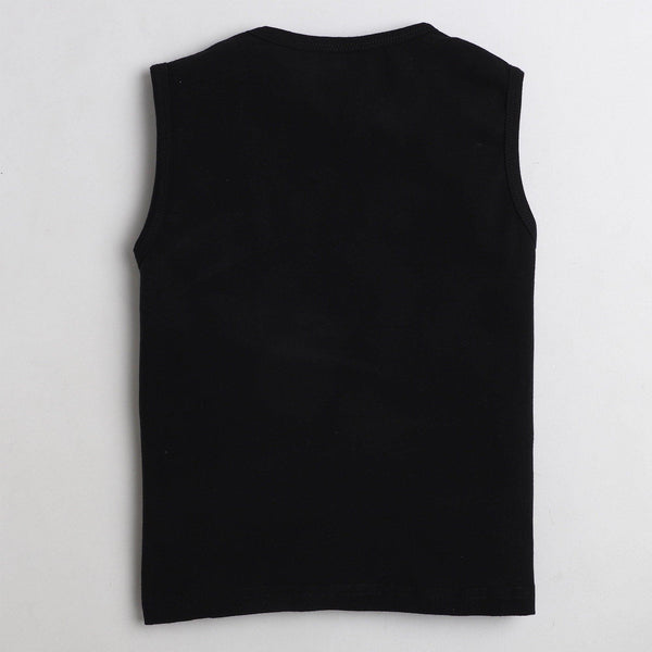 Polka Tots Sleeve Less T-Shirt Lets Goto The Moon - Black