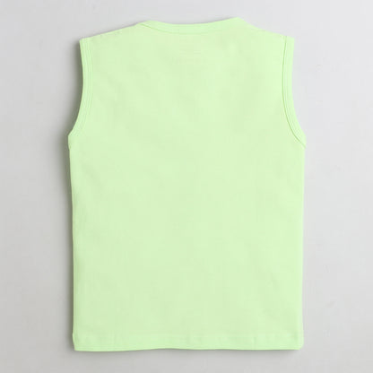 Polka Tots Sleeve Less T-Shirt Baby Shark Print - Green