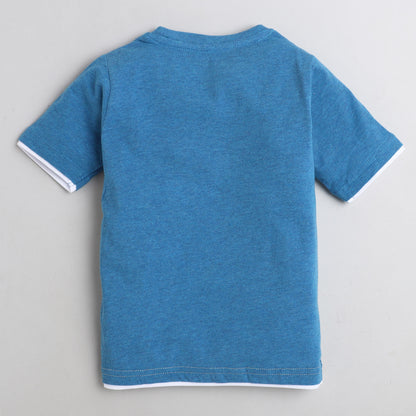 Polka Tots Half Sleeve T-Shirt Dog In The Pocket Print - Blue