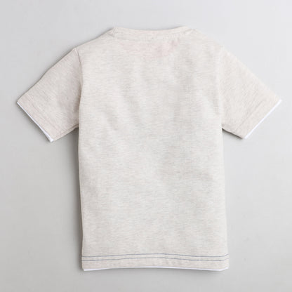 Polka Tots Half Sleeve T-Shirt Seriously Handsome Print - Cream