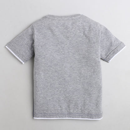 Polka Tots Half Sleeve T-Shirt Racing Flag With Pocket Print - Grey