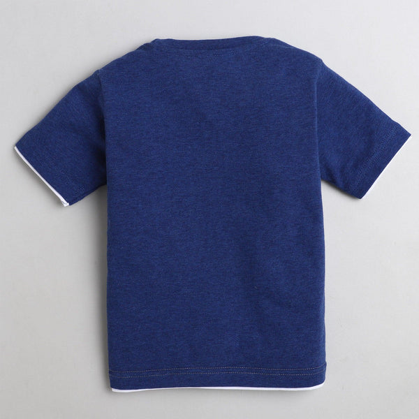 Polka Tots Half Sleeve T-Shirt Baseball Club Print - Navy Blue