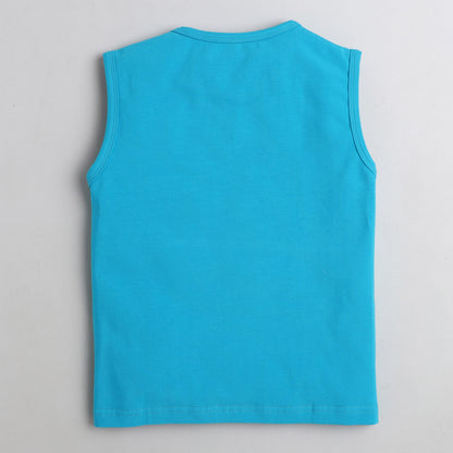 Polka Tots Sleeve Less T-Shirt Catch a Wave Bus Print - Blue