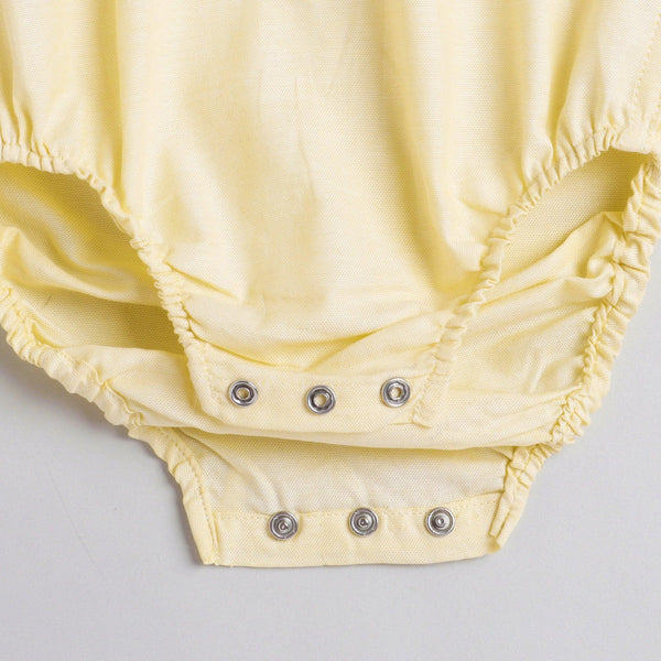 Polka Tots Full Sleeve Onesie with Bow Tie Dinosaur Yellow