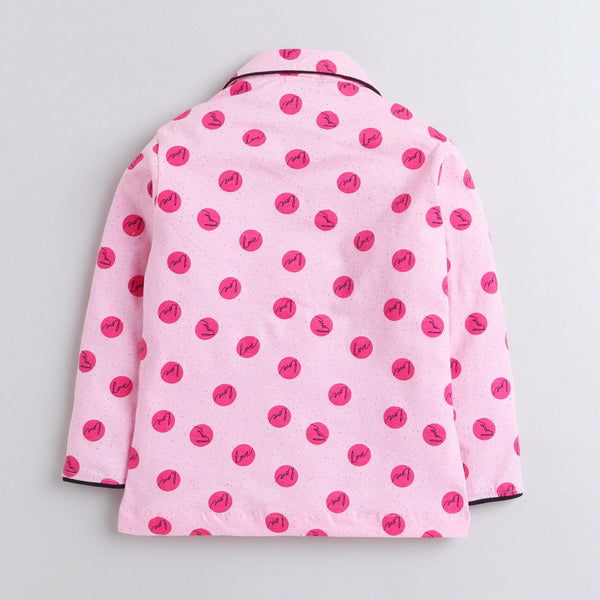 Polka Tots Full Sleeve Night Suit Pair Love - Pink
