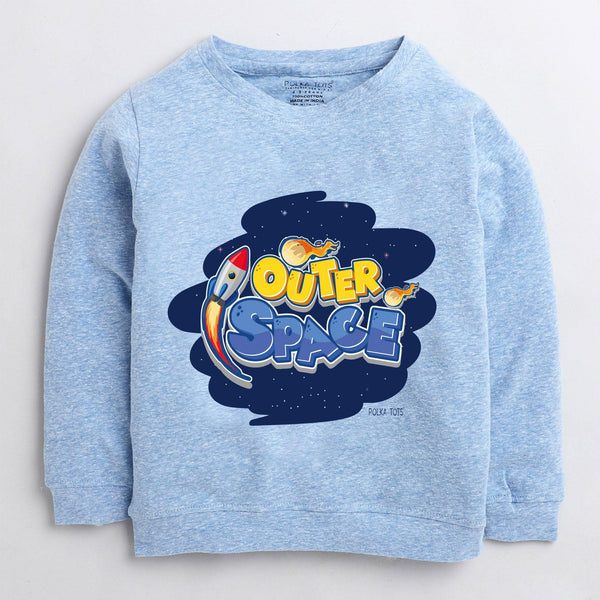 Polka Tots Outer Space Full sleeve tshirt with lounge pant set - Light blue
