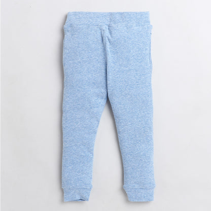 Polka Tots Outer Space Full sleeve tshirt with lounge pant set - Light blue