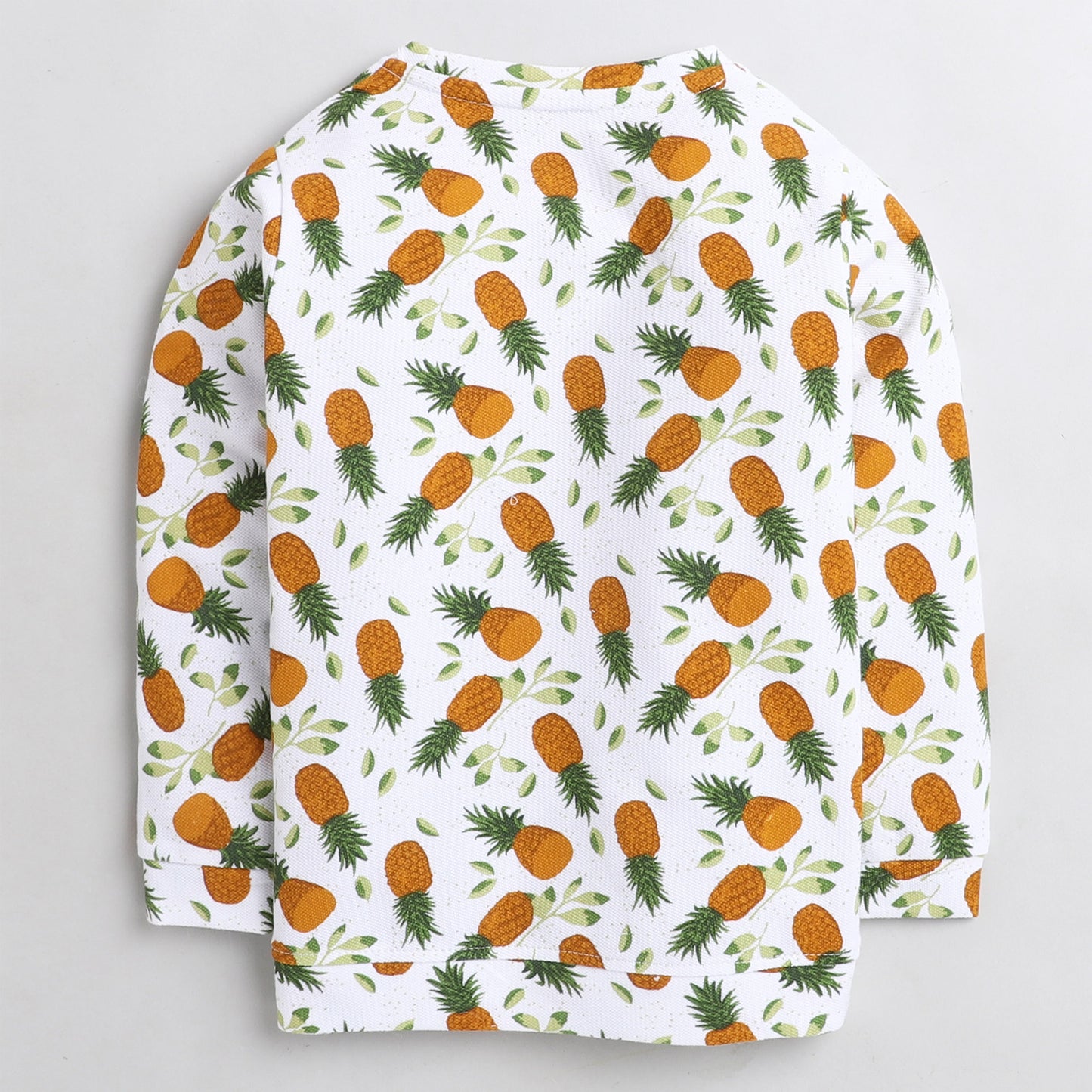 Polka Tots Pineapple Full sleeve tshirt with lounge pant set - White