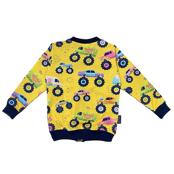 Polka Tots Full Sleeve Car Print Poly Jacket - Yellow