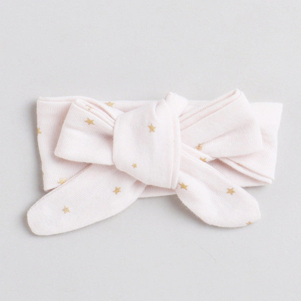 Polka Tots Half Sleeve Romper Onesie Super Soft Cotton With Head Band Glitter Star - White