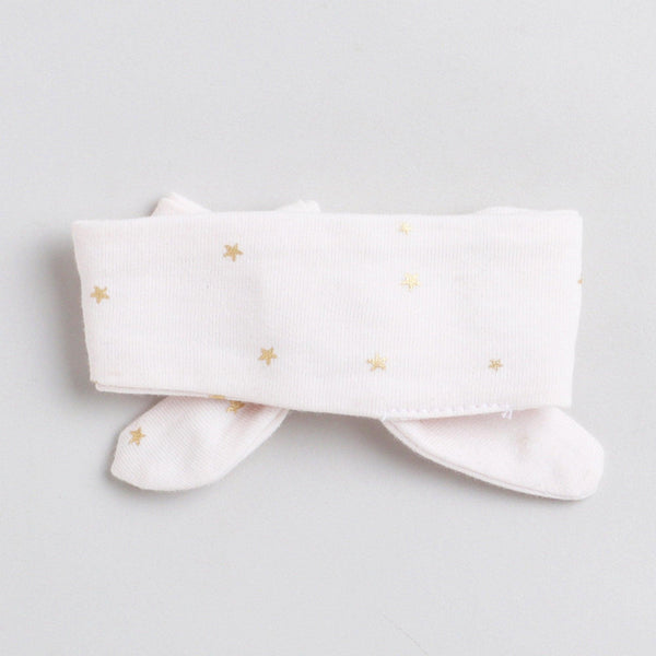 Polka Tots Half Sleeve Romper Onesie Super Soft Cotton With Head Band Glitter Star - White