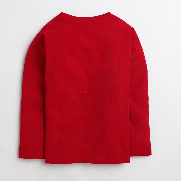 Polka Tots Full Sleeves Racing Car Print Tshirt - Red