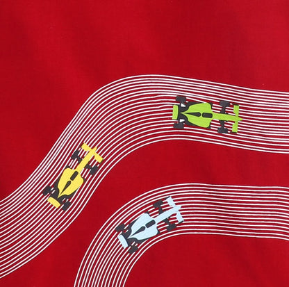 Polka Tots Full Sleeves Racing Car Print Tshirt - Red