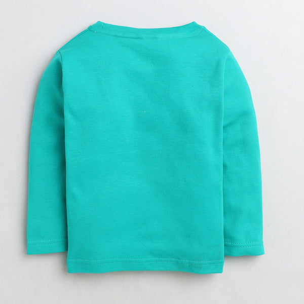 Polka Tots Full Sleeve Digging it print Tshirt - Green