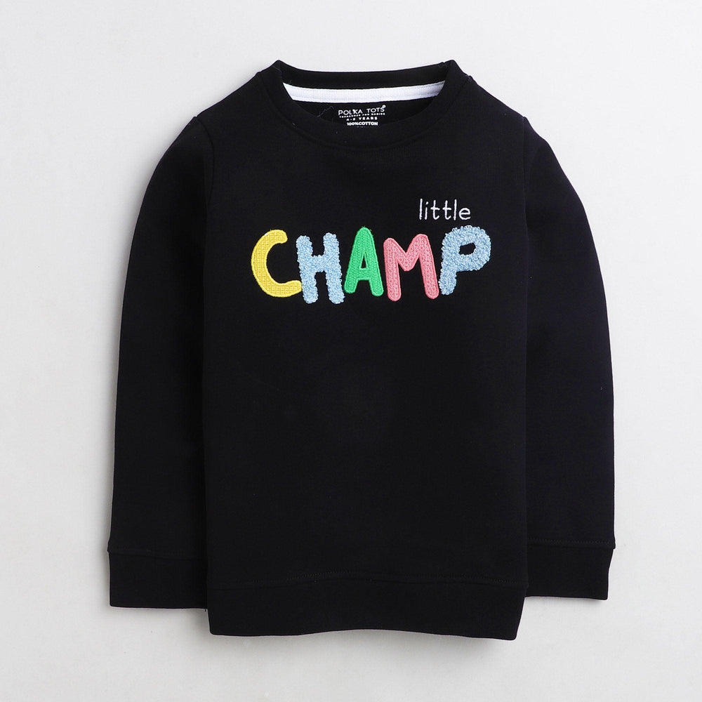 Polka Tots Full Sleeve Sweatshirt Little Champ - Black