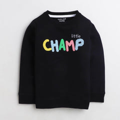 Polka Tots Full Sleeve Sweatshirt Little Champ - Black