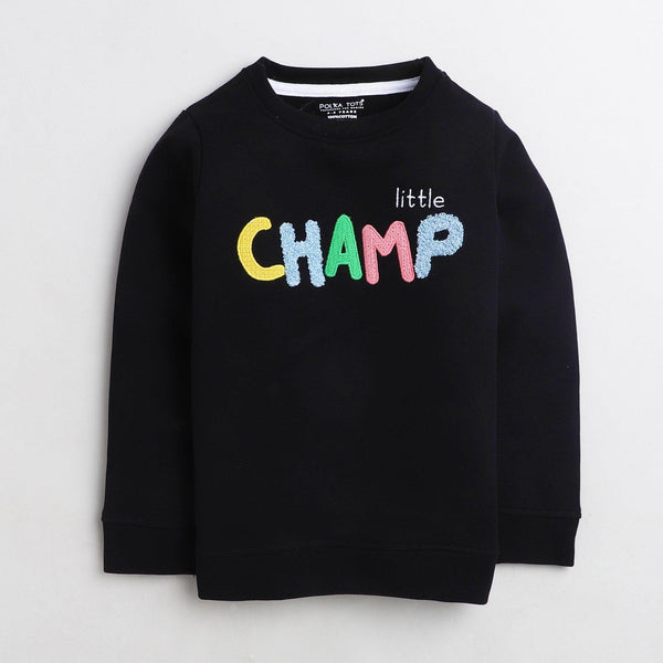 Polka Tots Full Sleeve Sweatshirt Little Champ - Black
