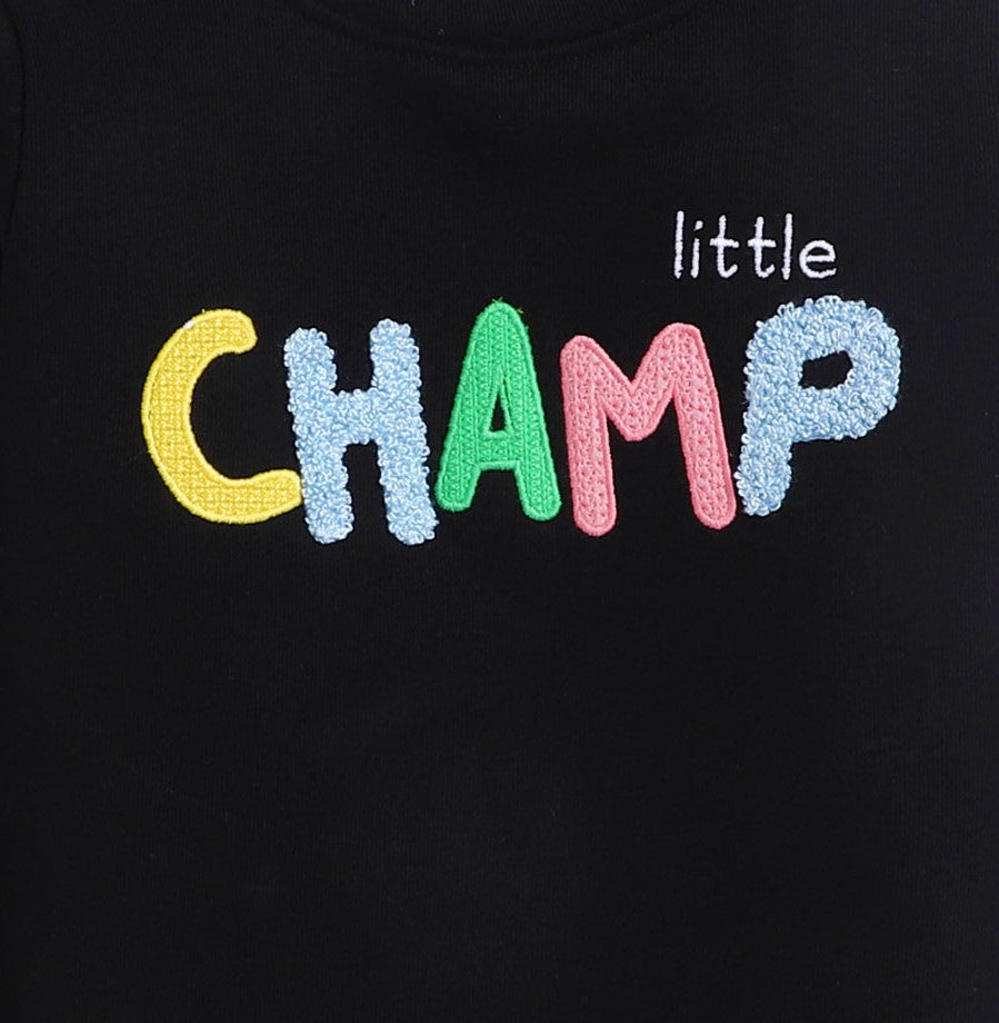 Polka Tots Full Sleeve Sweatshirt Little Champ - Black