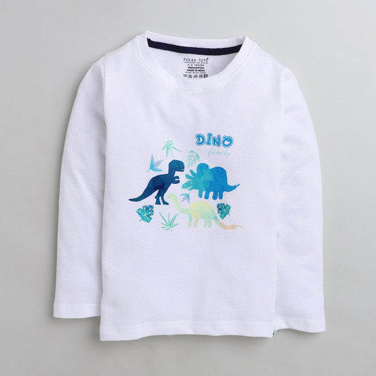 Polka Tots Full Sleeves T-Shirt Cotton - Dinosaur