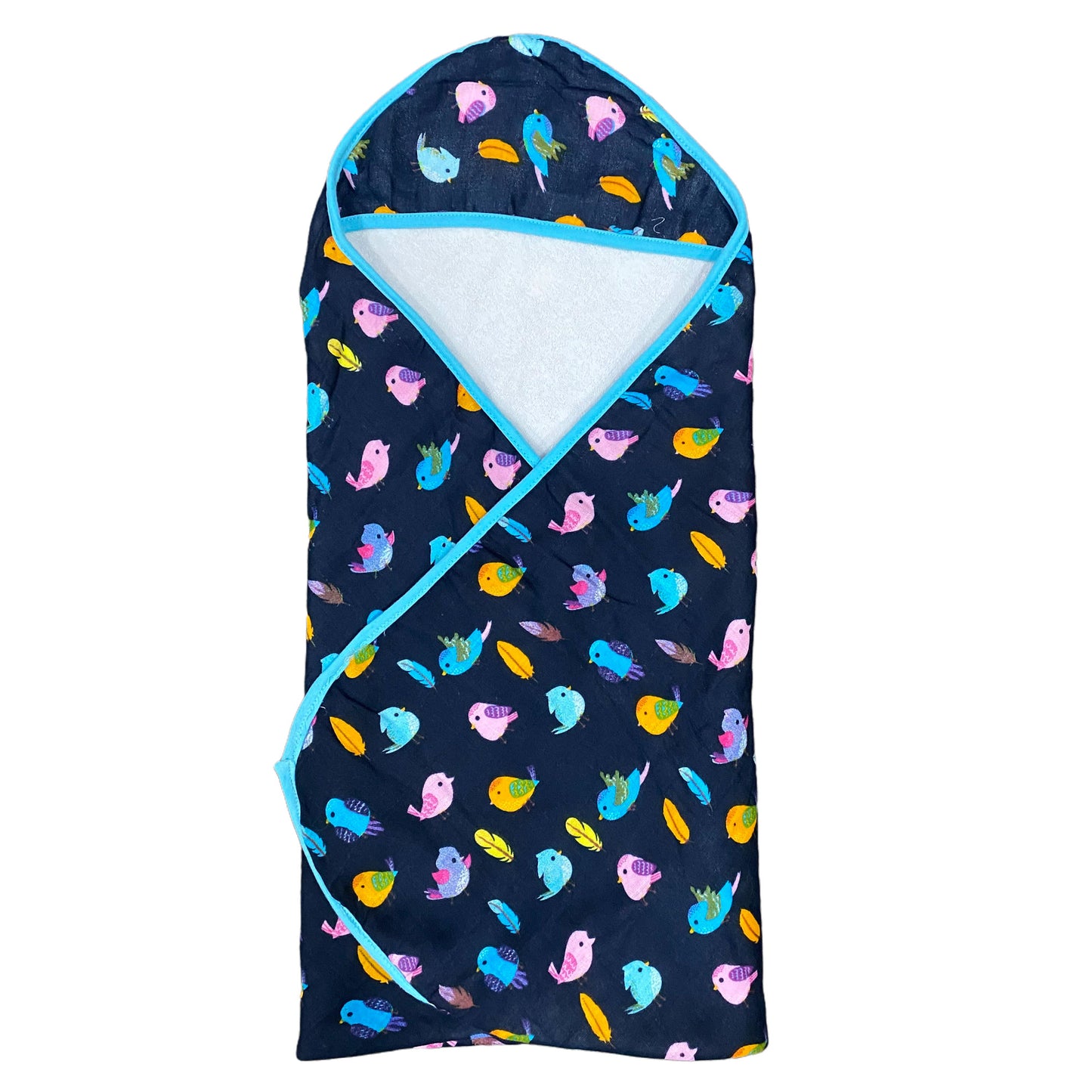 POLKA TOTS Soft Organic Dual Layer Muslin Cotton and Terry Hooded Baby Towel Soft Absorbent (Bird)