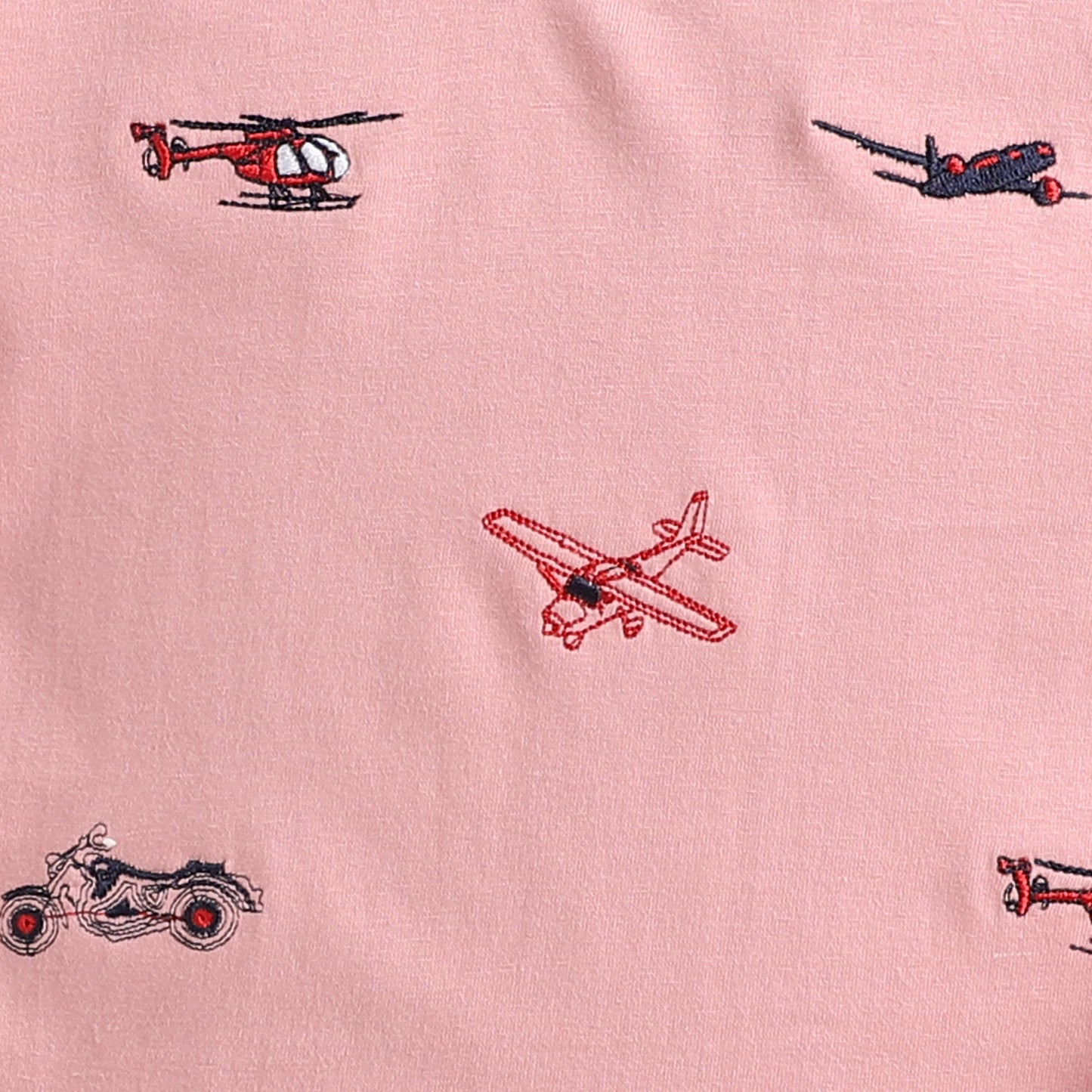 Polka Tots Full Sleeves Helicopter Embroidery Detailing Tee - Light Pink