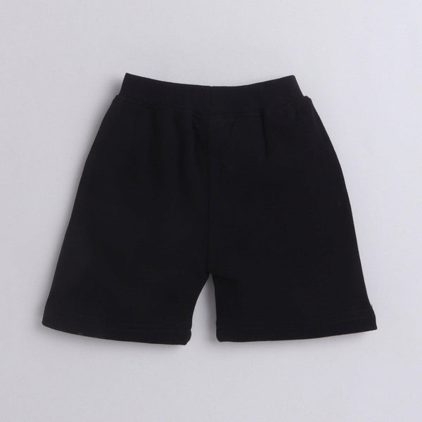 Polka Tots Knee Length Shorts 100% Interlock Cotton With Dinosaur Black