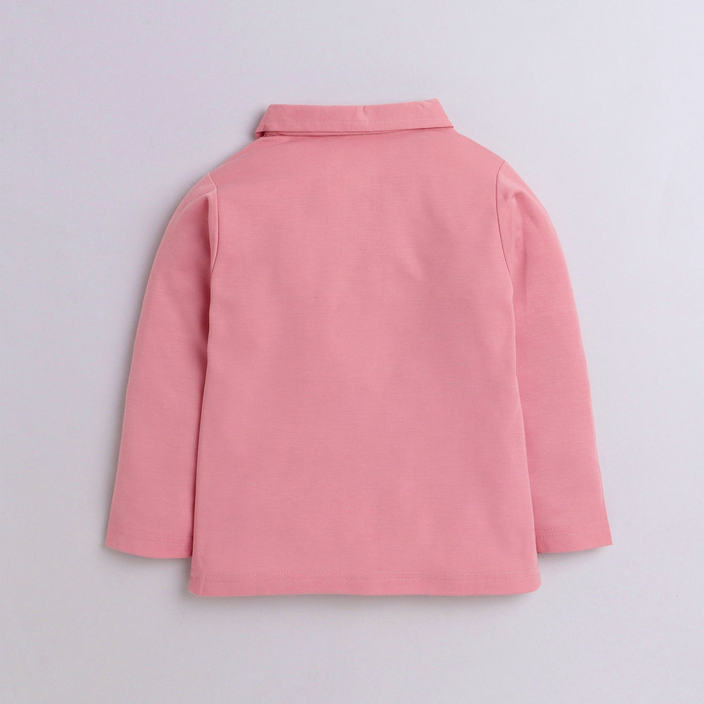 Polka Tots Full Sleeve Polo T-Shirt Cotton Safari Print Pink