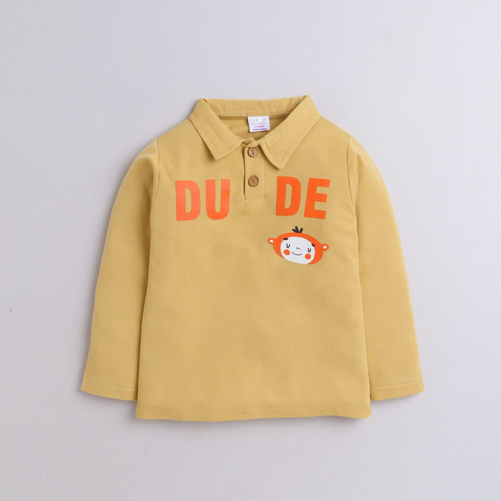 Polka Tots Full Sleeve Polo T-Shirt Cotton Dude Yellow